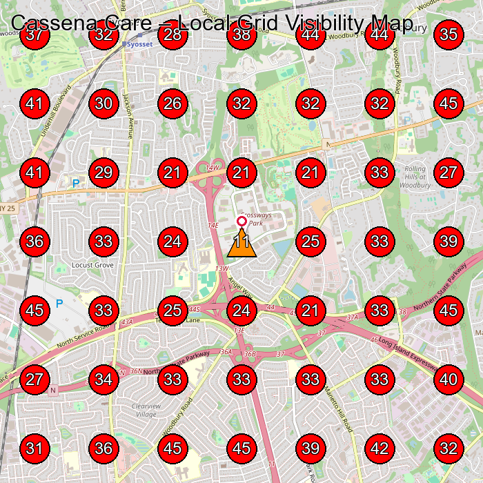 Cassena Care GeoGrid visibility map for Rehabilitation Center in Woodbury